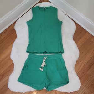 Green Sleeveless Top and Shorts Set